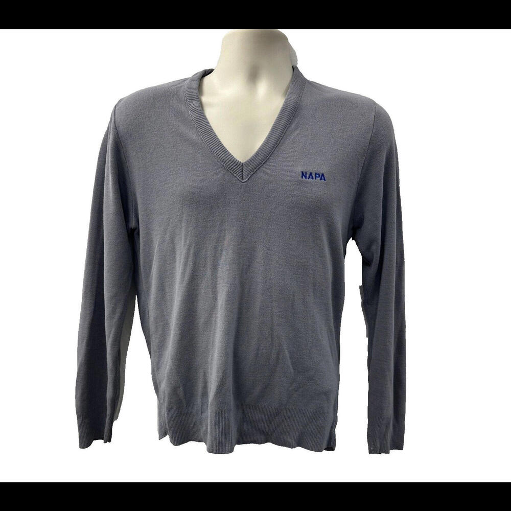 Vintage Napa Auto Parts Employee Sweater V-Neck Embroidered Logo Fit Mens Small